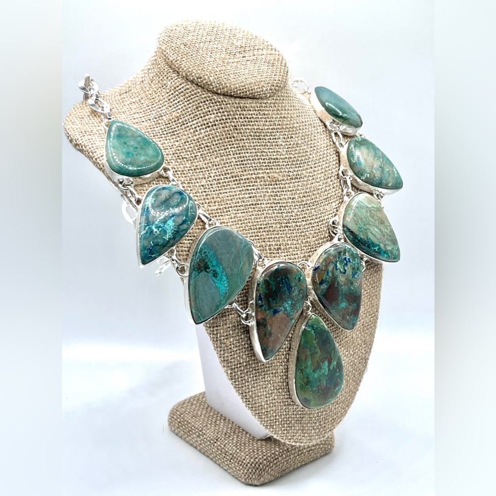 Blue Green Chrysocolla “The Teaching Stone” Necklace 18”-19” Adjustable